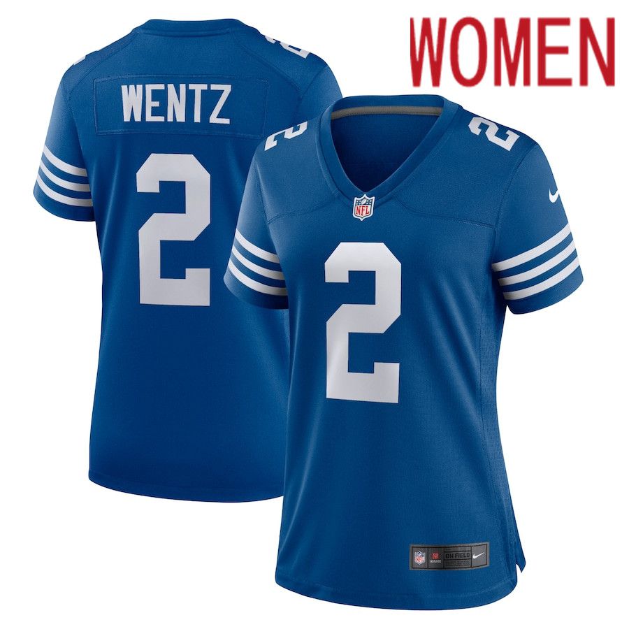 Women Indianapolis Colts #2 Carson Wentz Nike Royal Alternate Game NFL Jersey